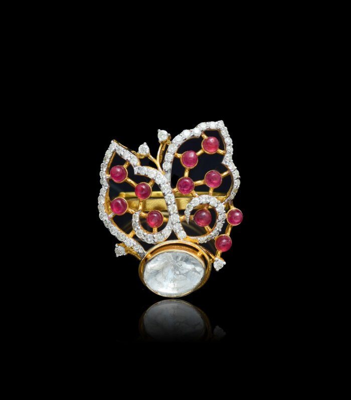 Butterly Shaped : Solitaire Polki Ring .40 Pointer (14K)