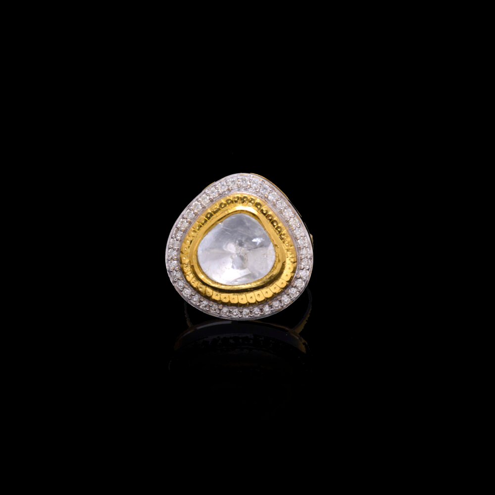 Solitaire Jadau Polki Ring (14K)