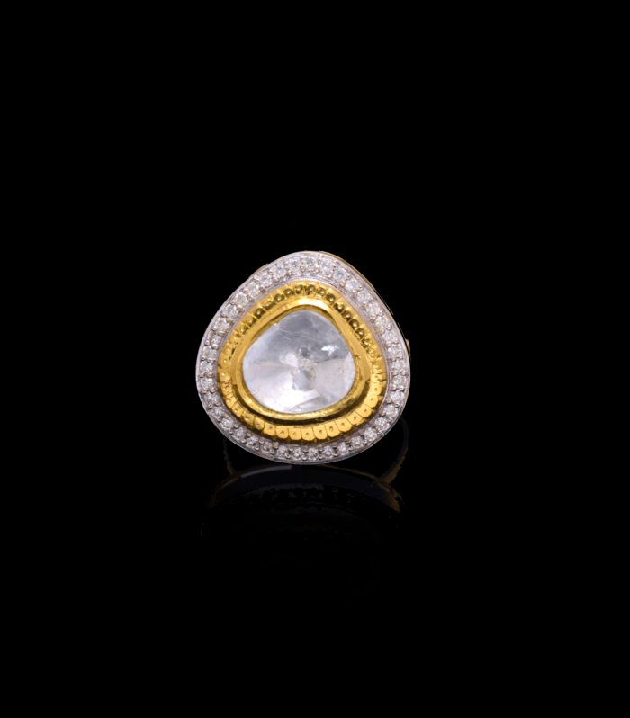 Solitaire Jadau Polki Ring (14K)