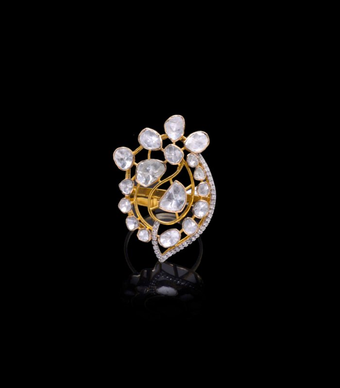 Regal Polki Ring with Timeless Craftsmanship in 14K Gold
