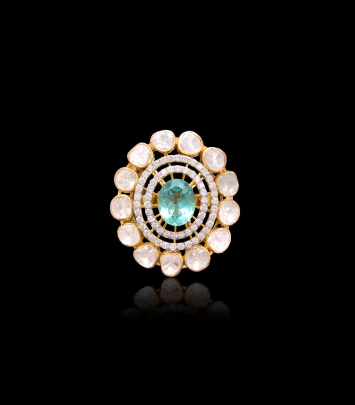 Exquisite Polki Ring in 14K Gold
