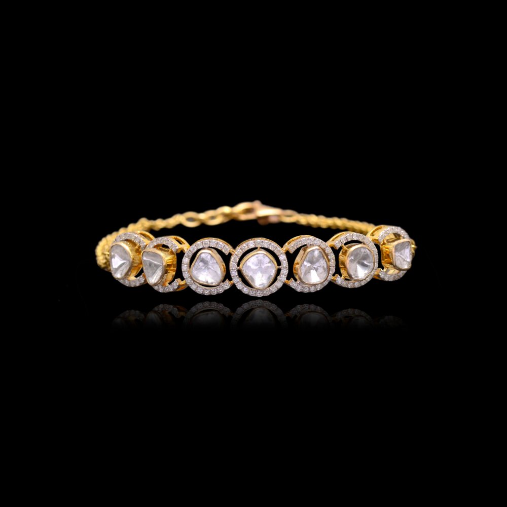 Single Line Polki Bracelet (14K)