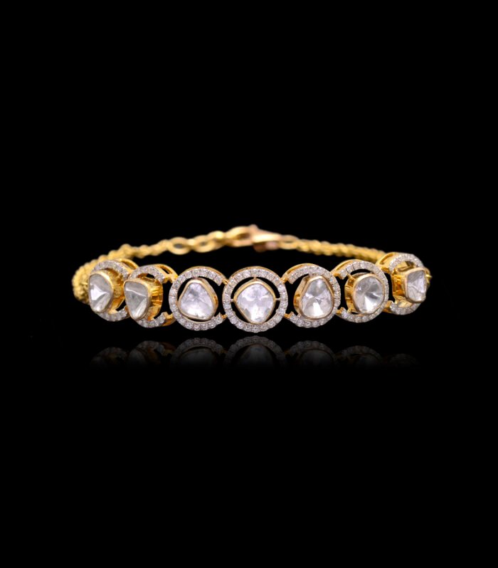 Single Line Polki Bracelet (14K)